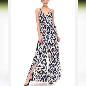 TCEC CHEETAH PRINT WIDE LEG JUMPSUIT MEDIUM